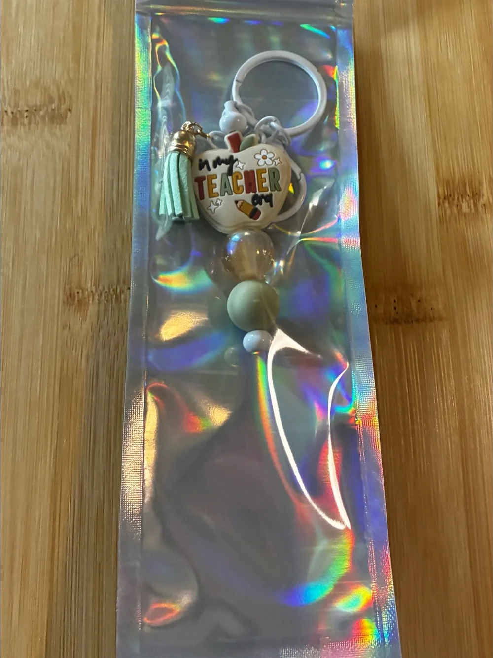 In My Teacher Era Beaded Keychain